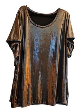 torrid Metallic Black Short Sleeve Scoop Neck Top